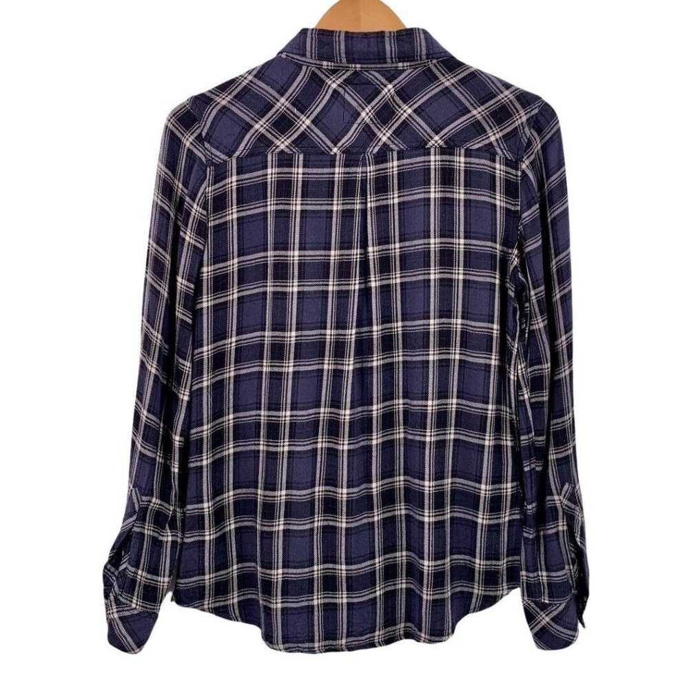 Rails Plaid Flannel Shirt Slate Blue & White, 100… - image 6